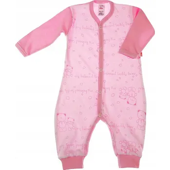 Kojenecký overall OVERAL DLOUHÝ RUKÁV rampers , Medvídci růžová 104 KLEKLE