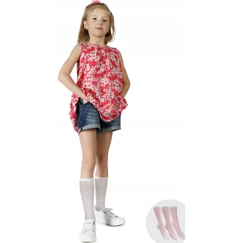 Dívčí podkolenky s krajkovým vzorem ponožky dětské bílé 3 páry 31-34 YOCLUB