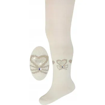 Dívčí oblečení Dívčí ecru punčocháče Milusie se srdíčky, vel. 68/74