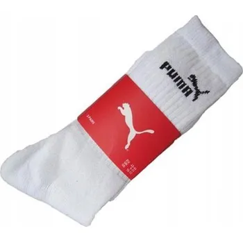 Pánské ponožky PUMA Dlouhé sportovní PONOŽKY vel. 43-46 BÍLÉ 3 PÁRY