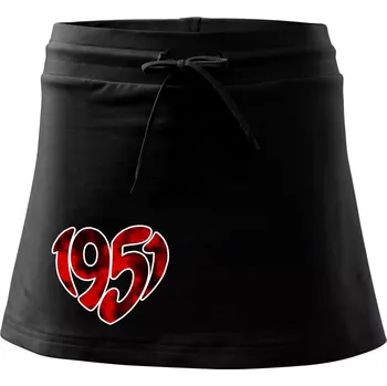 Dámská sukně 1951 v srdci - Sportovní sukně - two in one - XS ( Černá )