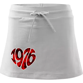 Dámská sukně 1976 v srdci - Sportovní sukně - two in one - XS ( Bílá )