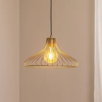 Opviq Závěsné světlo Depay, zlaté, 1 žárovka, kov, Ø 36 cm, E27 - Stříška - 10 cm, výška 6 cm zlatá, černá 1 x 40 W - Doprava zdarma