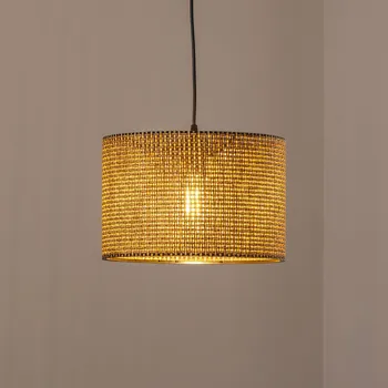 MODELSA Závěsné světlo Nara, hnědé vzorované, látka, Ø 30 cm hnědý vzor, černý 1 x 20 W - Doprava zdarma