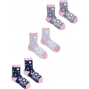 Dívčí vánoční Ponožky sněhová vločka , balení 3 ks, velikosti 31-34 YOCLUB
