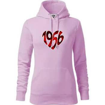 Dámská mikina 1956 v srdci - Mikina dámská Cape s kapucí - S ( Orchid )