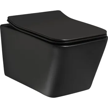 Klozet Kerra Tinos Black WC závěsné se sedátkem, rimless, TINBL