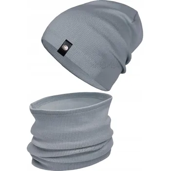 Čepice Šedý set ČEPICE + nákrčník podzimní jarní PRUHOVANÁ vel. 54-58