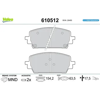 Brzdová destička Sada brzdových destiček, vždy 4 kusy v sadě VALEO 610512