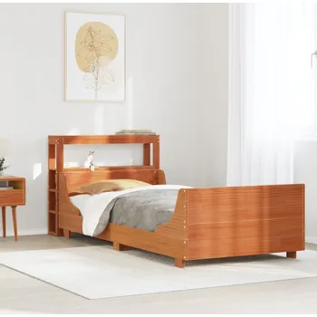 Postel vidaXL Postel bez matrace 90 x 190 cm masivní borovice [3306482] Barva: Voskově hnědá