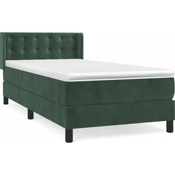 Postel Kontinentální postel 193 x 93 x 78/88 cm tmavě zelená s matrací 90 x 190 cm