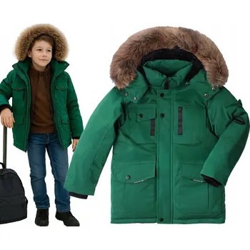 Zimní bunda zelená péřová parka teplá syntetické peří KOŽEŠINA 6 116