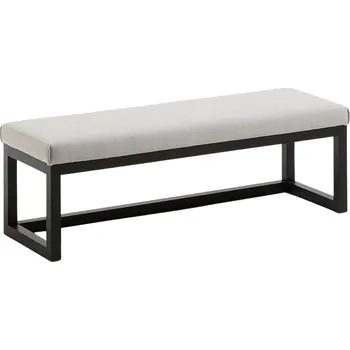 Nábytek Šedá látková lavice Kave Home Loya 128 cm s černou podnoží