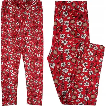 GETRY LEGÍNY KALHOTY BAVLNA s barevnými KVĚTY, červené 110 H009C
