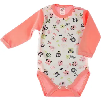 Body s dlouhým rukávem SOWY RŮŽOVÉ vel. 80 KLEKLE