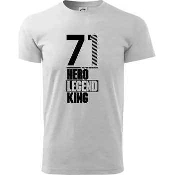 Pánské tričko Hero, Legend, King 1971 - Triko extra velké (5-8XL) - 7XL ( Světlešedý Melír )