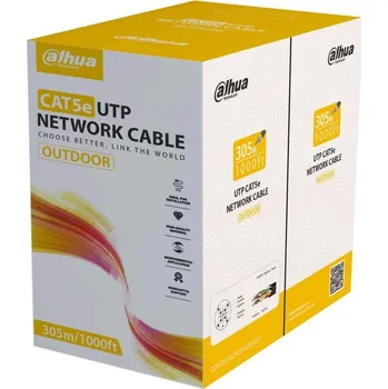 Počítač DAHUA TECHNOLOGY Dahua kabel UTP, Cat5e, drát, 4pár, PE venkovní, černý, balení 305m