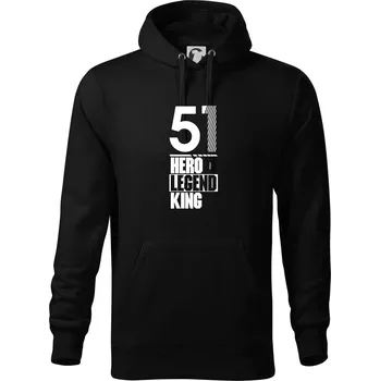 Pánská mikina Hero, Legend, King 1951 - Mikina pánská Cape s kapucí - 5XL ( Černá )