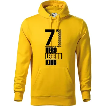 Pánská mikina Hero, Legend, King 1971 - Mikina pánská Cape s kapucí - L ( Žlutá )