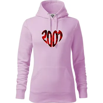 Dámská mikina 2001 v srdci - Mikina dámská Cape s kapucí - S ( Orchid )