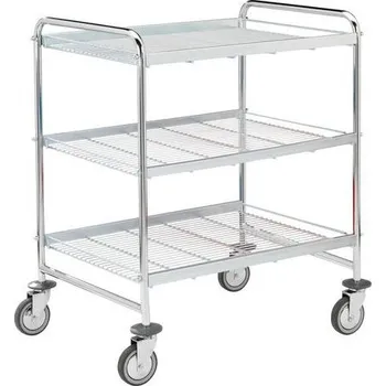 Policový vozík s drátěnými policemi, do 150 kg, 3 police