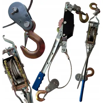 Stavební technika Ruční lanový naviják Falon-Tech 4000 kg, 2 háky, lano 6 mm, 2,5 m