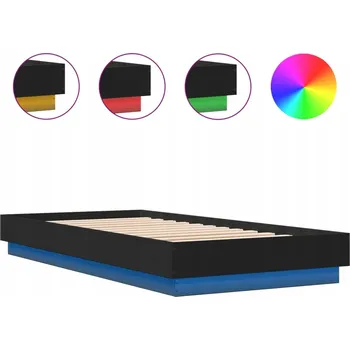 Postel Rám postele s RGB LED podsvícením, černý, 203 x 103 x 23 cm