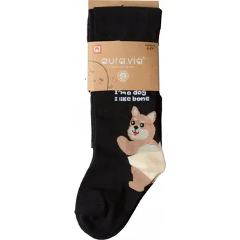 Dívčí oblečení Aura Via dětské punčocháče černé bavlna velikost 128