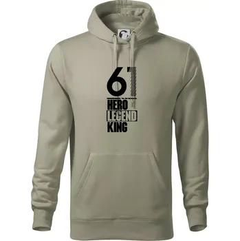 Pánská mikina Hero, Legend, King 1961 - Mikina pánská Cape s kapucí - 5XL ( Light khaki )