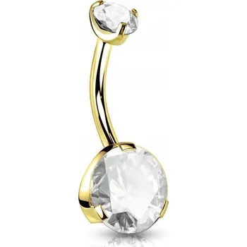 Piercing Titanový zlatý piercing do rtu/ucha 1,6/10 s krystalem