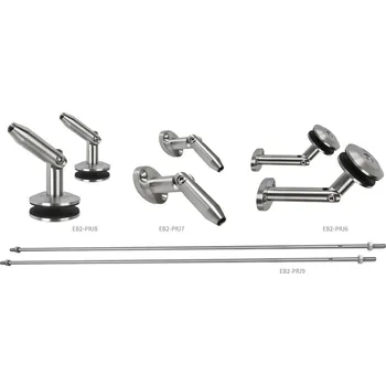 Stříška nad vchodové dveře set na skleněný přístřešek, nerez AISI 316 - vchodová stříška nerez/sklo, pro sklo 8,00 - 12,76 mm, broušená nerez K320 /AISI316