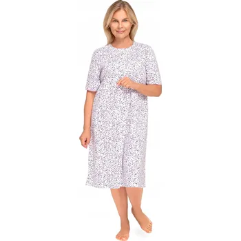 Dámská noční košile KOŠILE NOČNÍ košile XL s krátkým rukávem, bavlněná, fialová, volná, se zipem