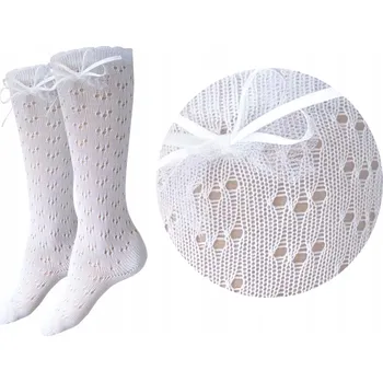 Dámské ponožky Ponožky podkolenky ažurové bílé bavlněné 21-23