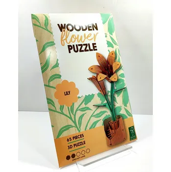 Dřevěná hračka UDĚLEJ SI SÁM. DIY. DŘEVĚNÉ 3D PUZZLE. KVĚTINY. LILIE
