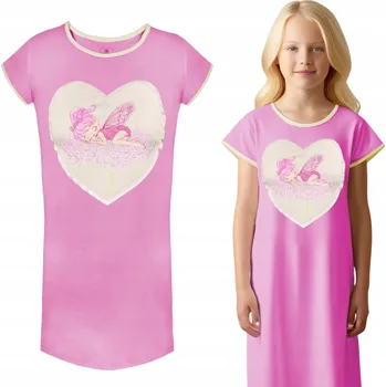 Dívčí pyžamo NOČNÍ noční košile, dětské pyžamo s krátkým rukávem, 100% BAVLNA , 158