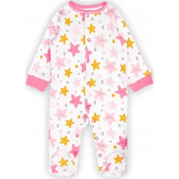 Kojenecký overall RAMPERS 62/68 Celý overal s chodidly, PYŽAMO, rampers, BÍLÝ (HVĚZDY)