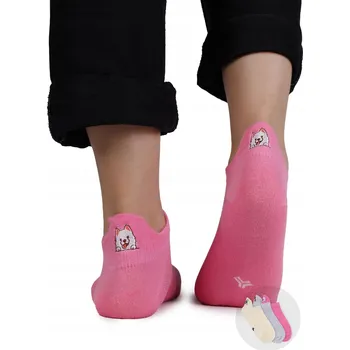 Dámské ponožky Dívčí kotníkové ponožky Ponožky s výšivkou na patě pejsci balení 3 kusů, 31-34 YOCLUB