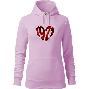Dámská mikina 1971 v srdci - Mikina dámská Cape s kapucí - XS ( Orchid )