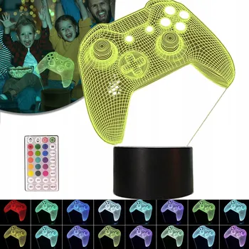 Lampička Noční Lampa 3D LED PAD Kontroler GAMER RGB Dálkové ovládání DÁREK PRO HRÁČE
