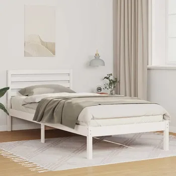 Postel Rámeček postele s opěrkou hlavy Bílý 80 x 210 cm Masivní borovicové dřevo