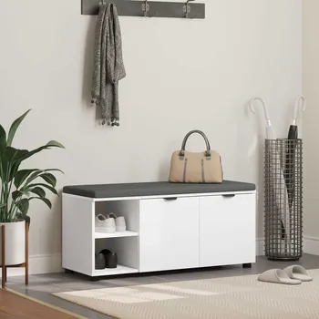 Chodbičková lavice s polštářem Bílá 100 x 38 x 46 cm