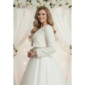 Dámský kožich Velurové svatební bolerko - bílé: B-507 Vybraná velikost: S