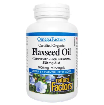 Rostlinný olej Natural Factors OMEGA 3-6-9 lněný olej 1000mg 90cps