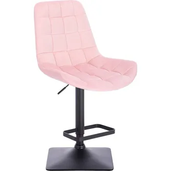 Barová židle LuxuryForm DESIGN Barová židle PARIS VELUR na černé hranaté podstavě - světle růžová