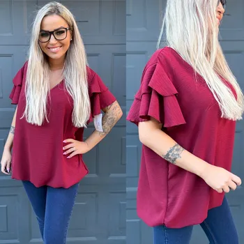 Dámská halenka Halenka s volánky BELLA Barva: Bordó