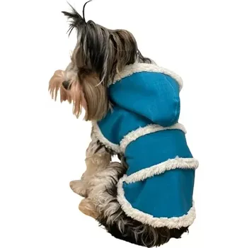 Obleček pro psa Zimní softshelová vesta pro psa s kožíškem petrolejová (Oblečky pro psy Monťásek)