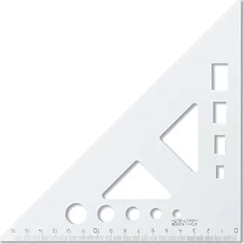 pravítka Koh-i-noor Trojúhelník KOH-I-NOOR transparentní s ryskou a šablonou, 16 cm 447980