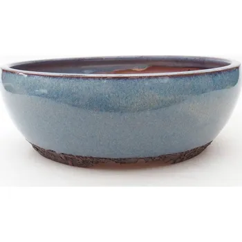 Květináč Keramická bonsai miska 18 x 18 x 7,5 cm modrá