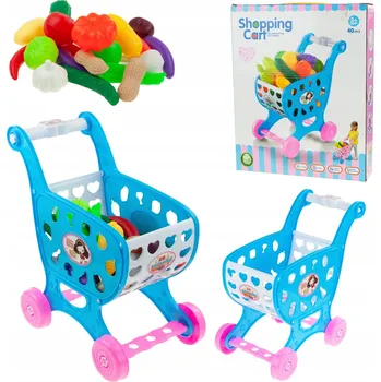 Hra na obchod NÁKUPNÍ VOZÍK S PŘÍSLUŠENSTVÍM OVOCE ZELENINA KOŠÍK