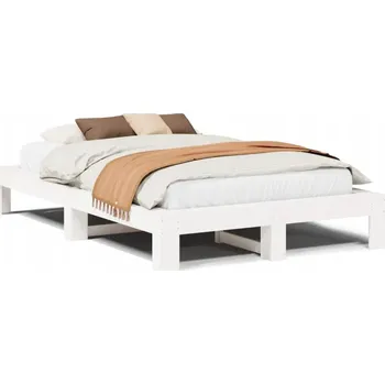 Postel Rám postele z masivního borovicového dřeva, bílý, 221,5 x 141,5 x 31,5 cm